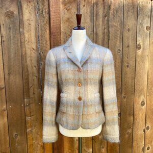 Vintage 1990s Barry Bricken Mohair Plaid Blazer size 4